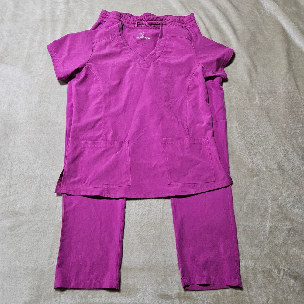 Scrubaid Performance Women Magenta Pink Scrub Set Top L Pants XL
